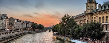 Sunset view of the Seine river